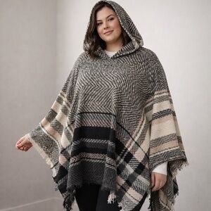 Hooded One Size Oversized Poncho